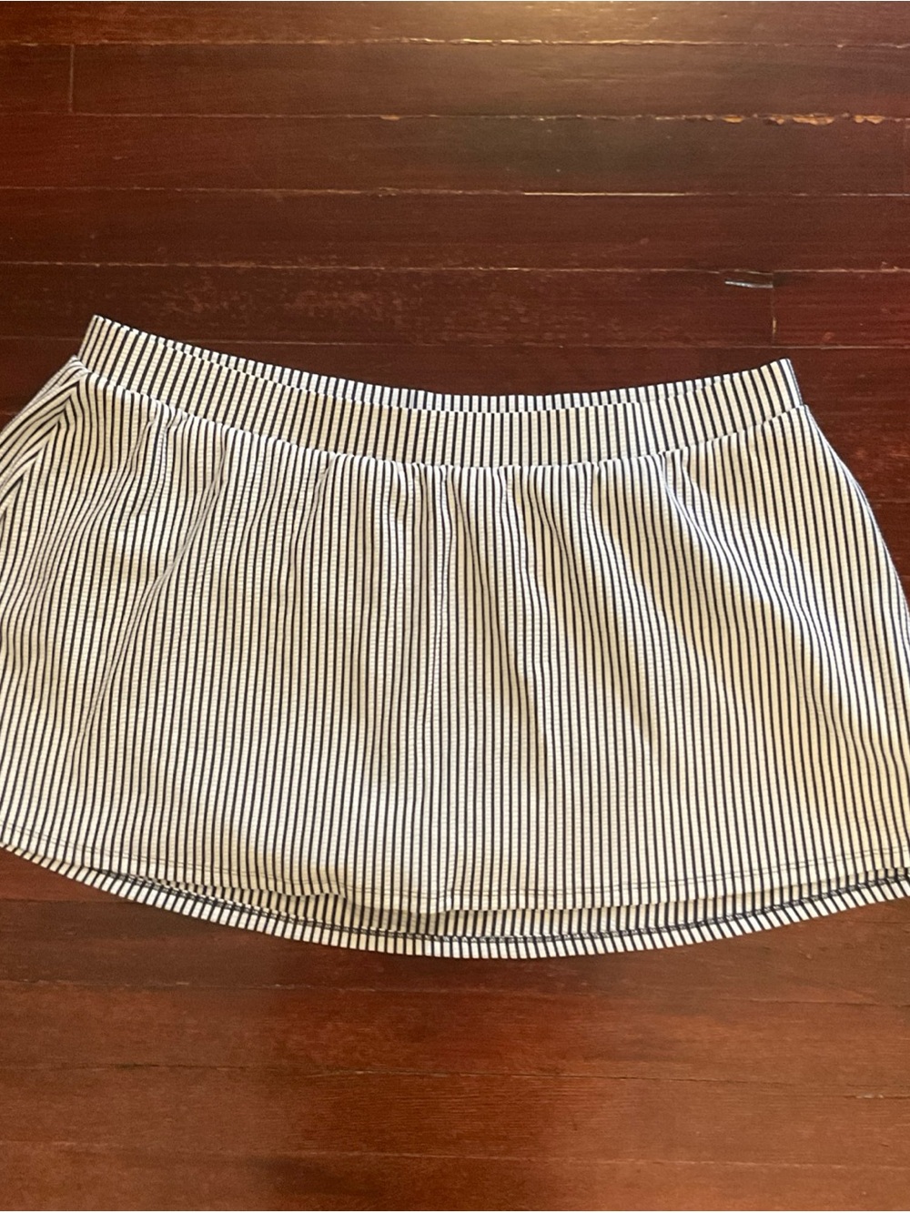 Cacique Womens Swim Skirt Light Blue White Stripe Seersucker Plus Size 20
